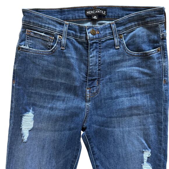 J. Crew Mercantile Jeans Women's Sz 28 Blue Skinny Ankle Distressed Grunge - Picture 2 of 14